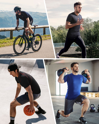Roadbox 3 Pack Men's Cool Dry Compression Shirt, Underarm Mesh Sports Tops For Gym Outdoor Athletic