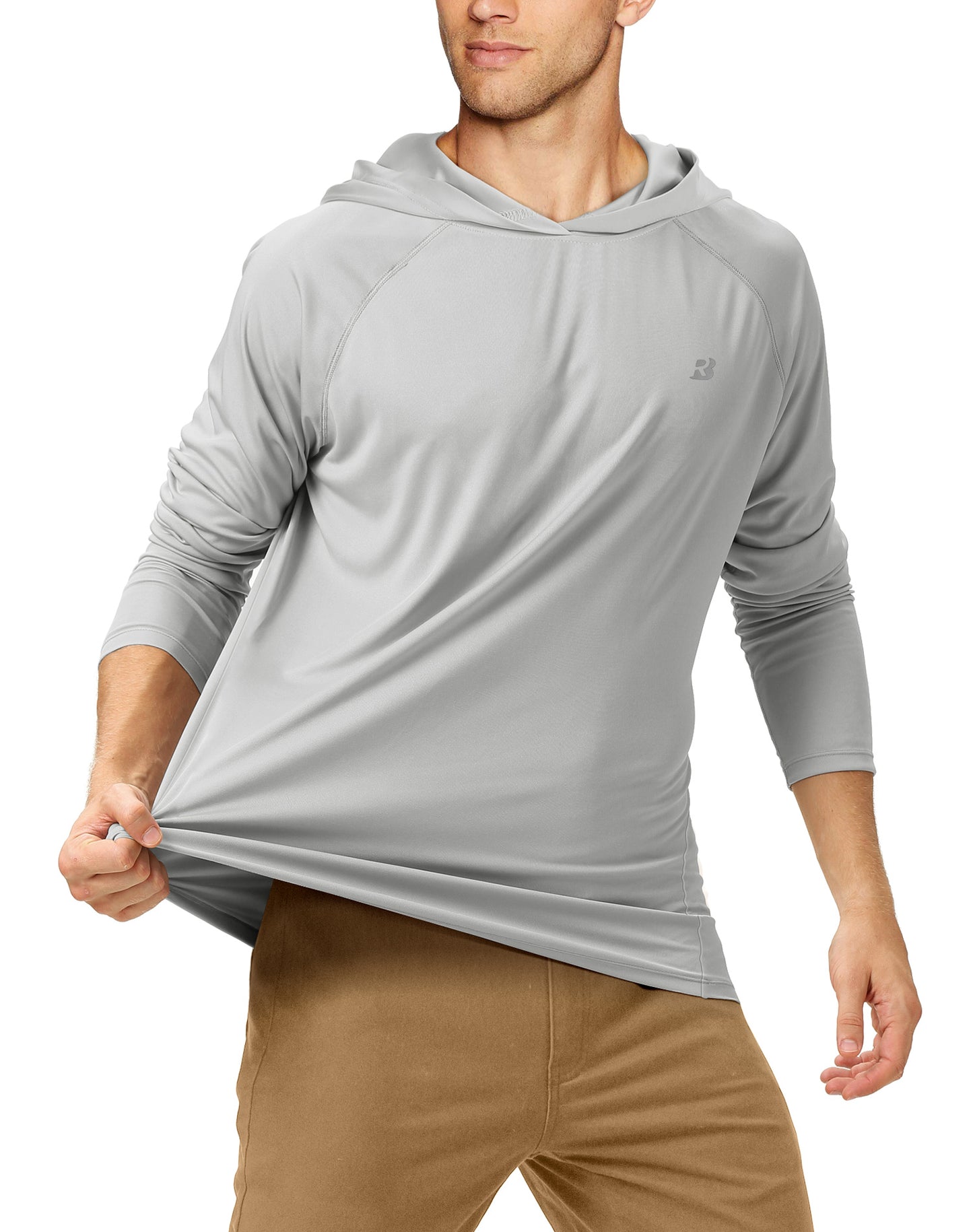 Roadbox Men's UPF 50+ Sun Protection Long Sleeve Hoodie Shirt Outdoor UV Fishing Shirts for Workout, Running, Fishing, Hiking