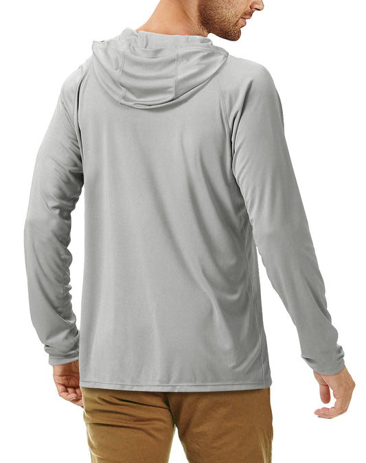 Roadbox Men's UPF 50+ Sun Protection Long Sleeve Hoodie Shirt Outdoor UV Fishing Shirts for Workout, Running, Fishing, Hiking